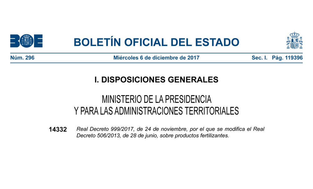 Publicado en BOE el nuevo Decreto – AEFA – Española de Fabricantes de Agronutrientes